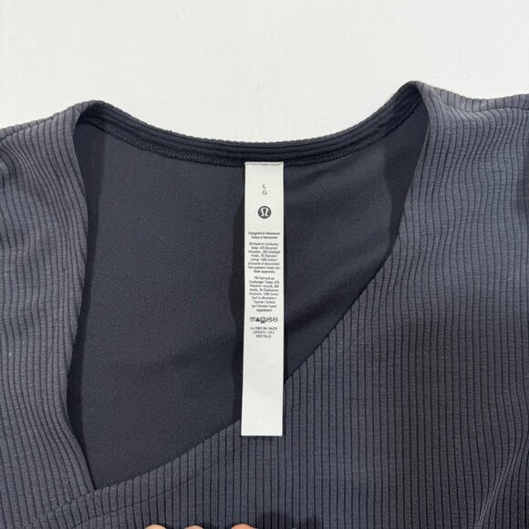 Lululemon Ribbed Softstreme Asymmetrical Long-Sleeve Shirt L Cropped Athleisure - Picture 5 of 10